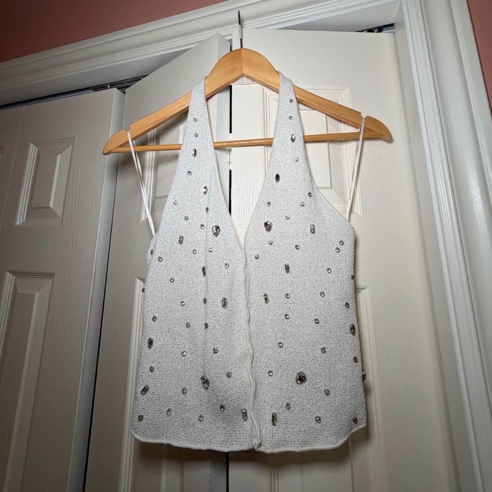 White halter Top with Embellishments